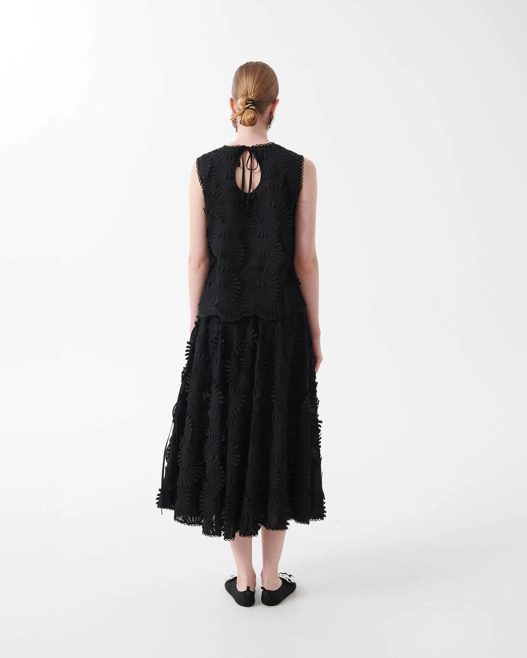 Nova Cotton Flared skirt with Embossed Flowers