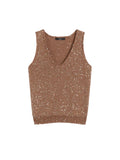 Brown sequin tank top on a white background