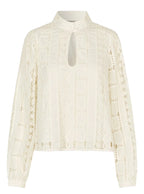 White lace blouse on a gray background