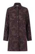 Brown floral patterned coat on a light gray background