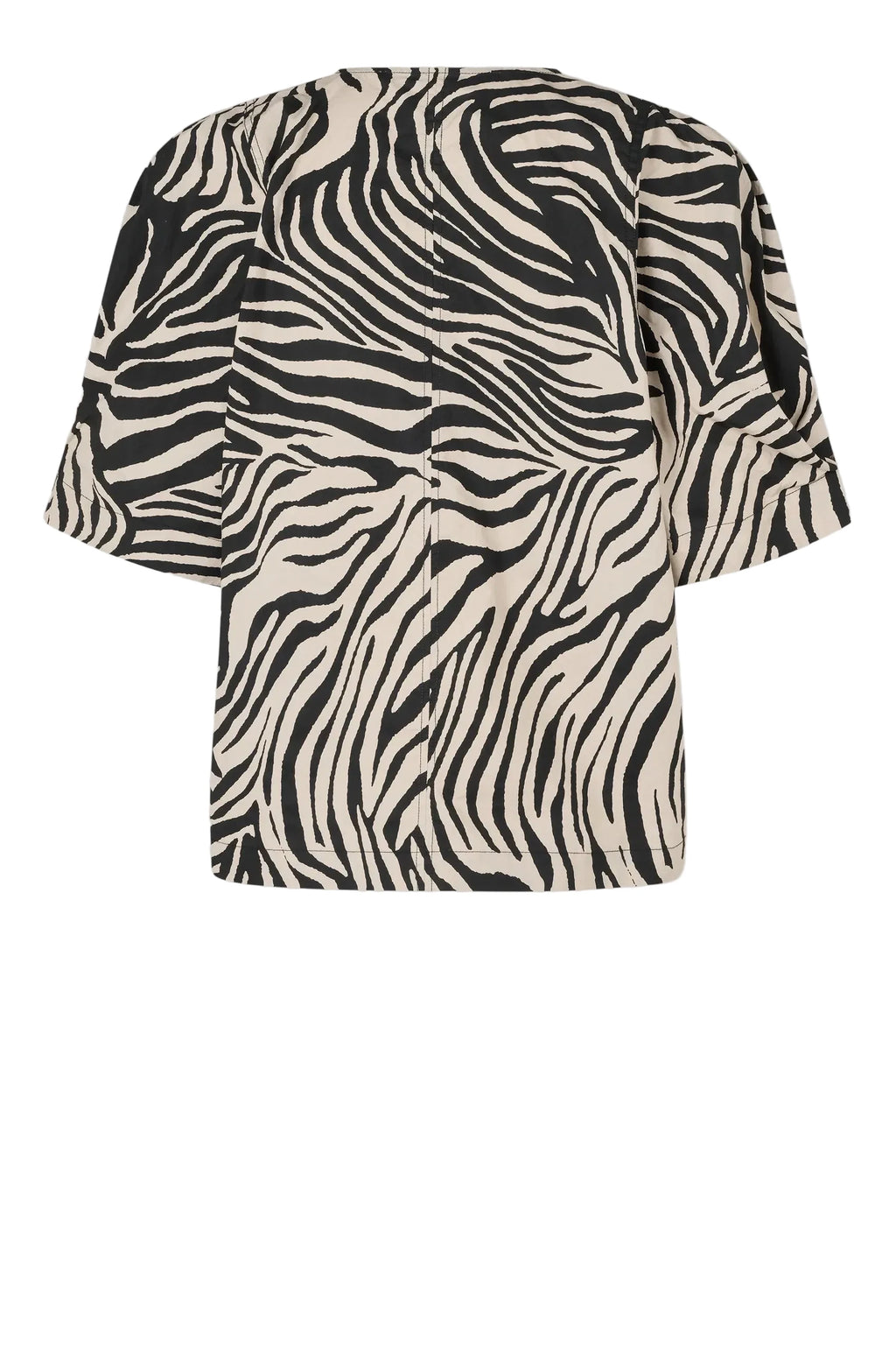 Zebra print top on a light gray background