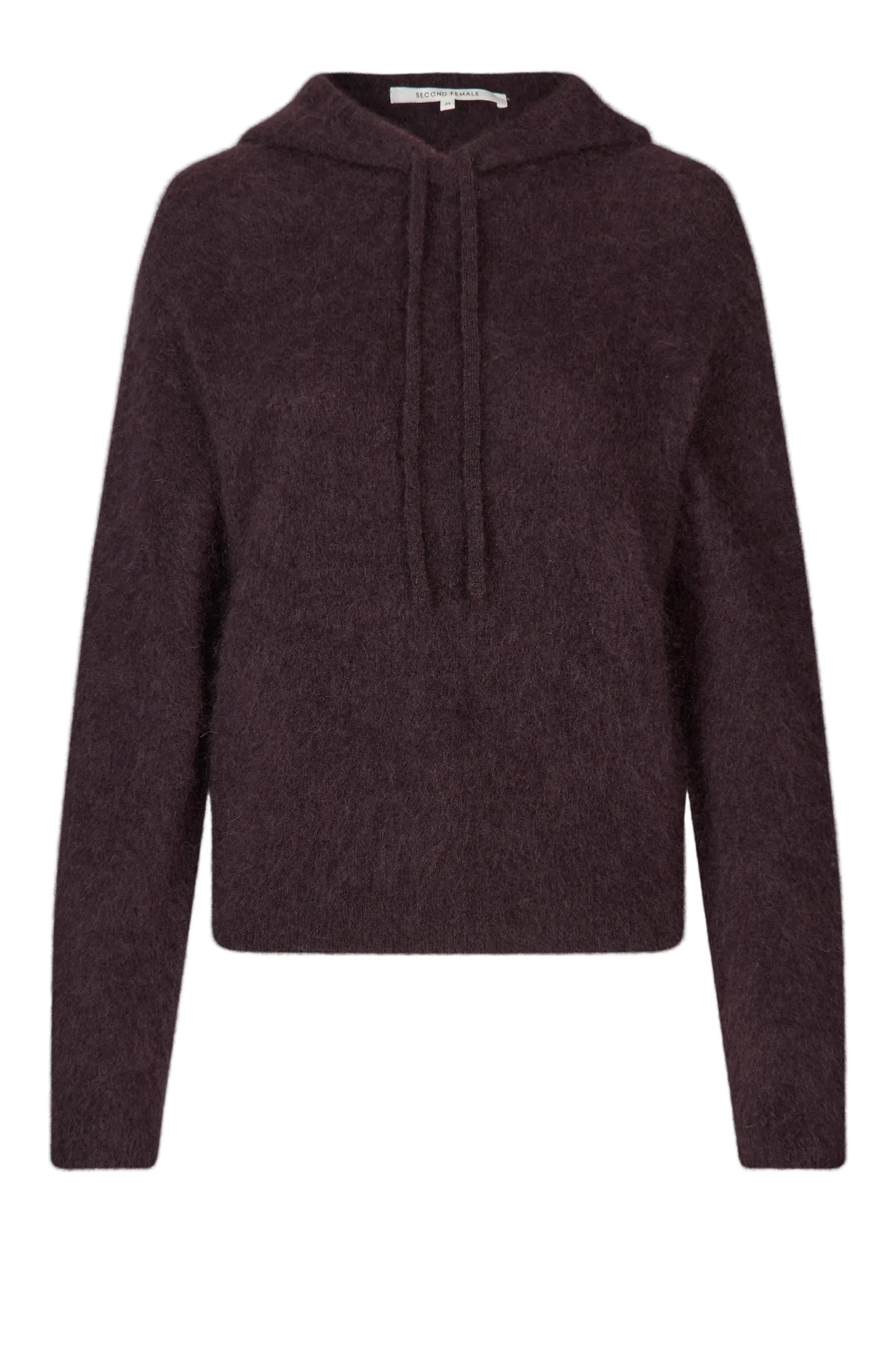 Dark purple hoodie on a light gray background