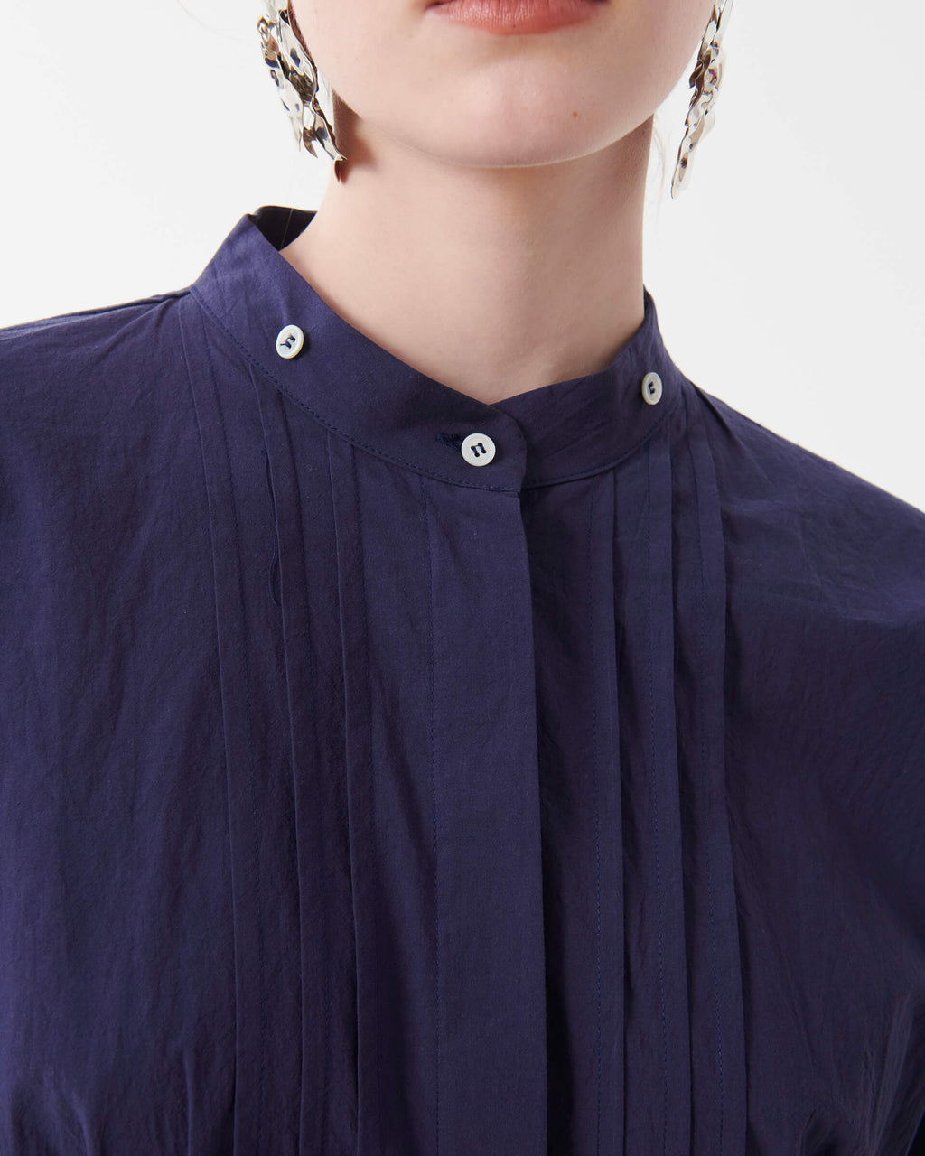 Atlas Cotton Dress with Detachable Knit Collar