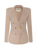 l'agence  Beige blazer with gold buttons on a white background