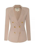 l'agence  Beige blazer with gold buttons on a white background