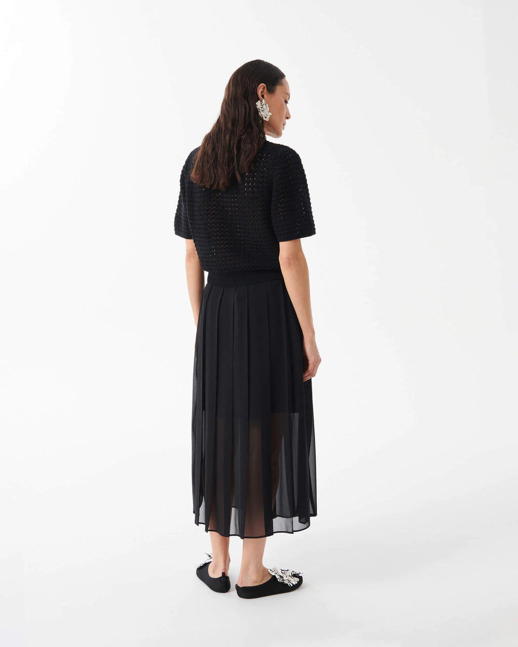 Eris Perforated T-Shirt with Chain and Crystal Collier