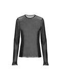 tulle Black long-sleeve top on a white background
