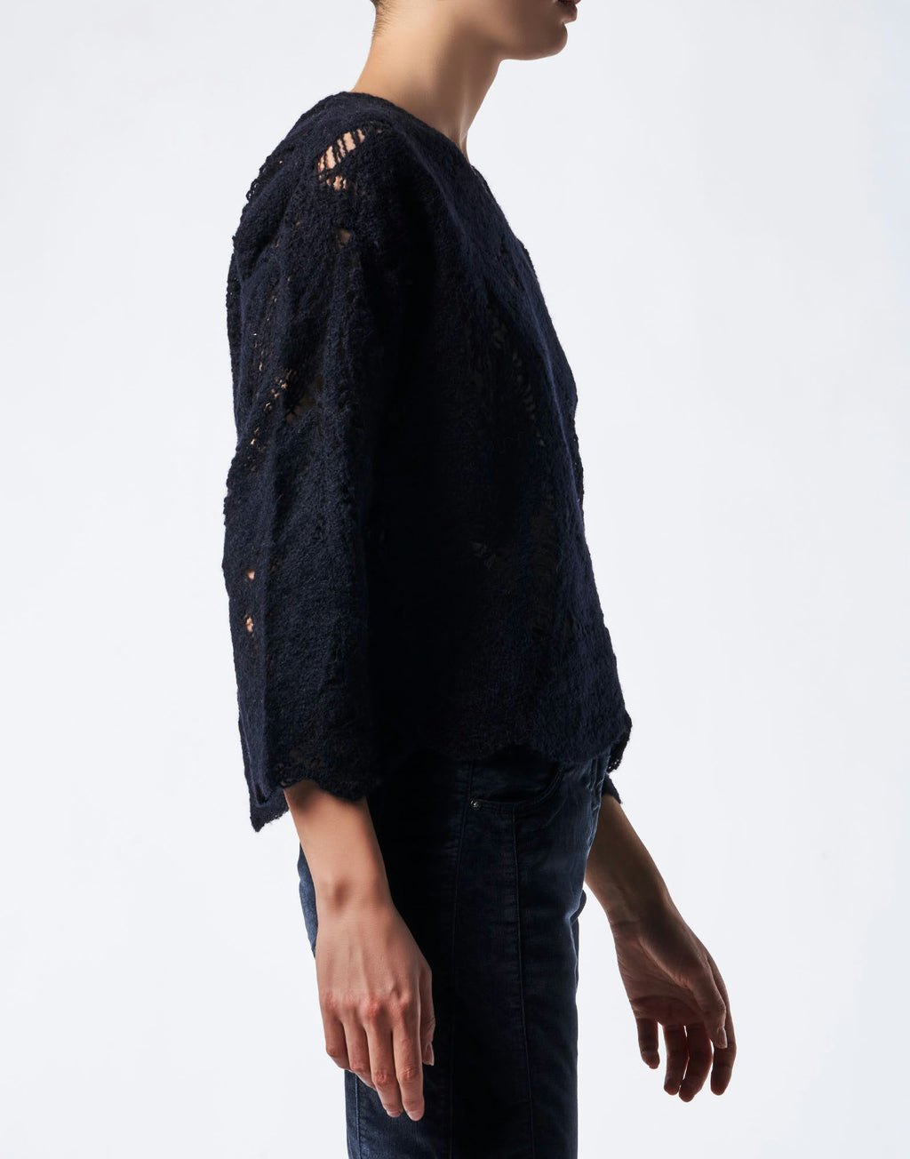 Sincerity Crewneck Sweater with Leaf Pattern