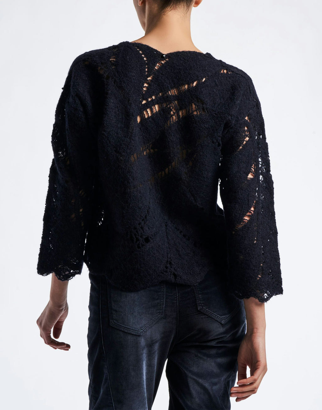 Sincerity Crewneck Sweater with Leaf Pattern