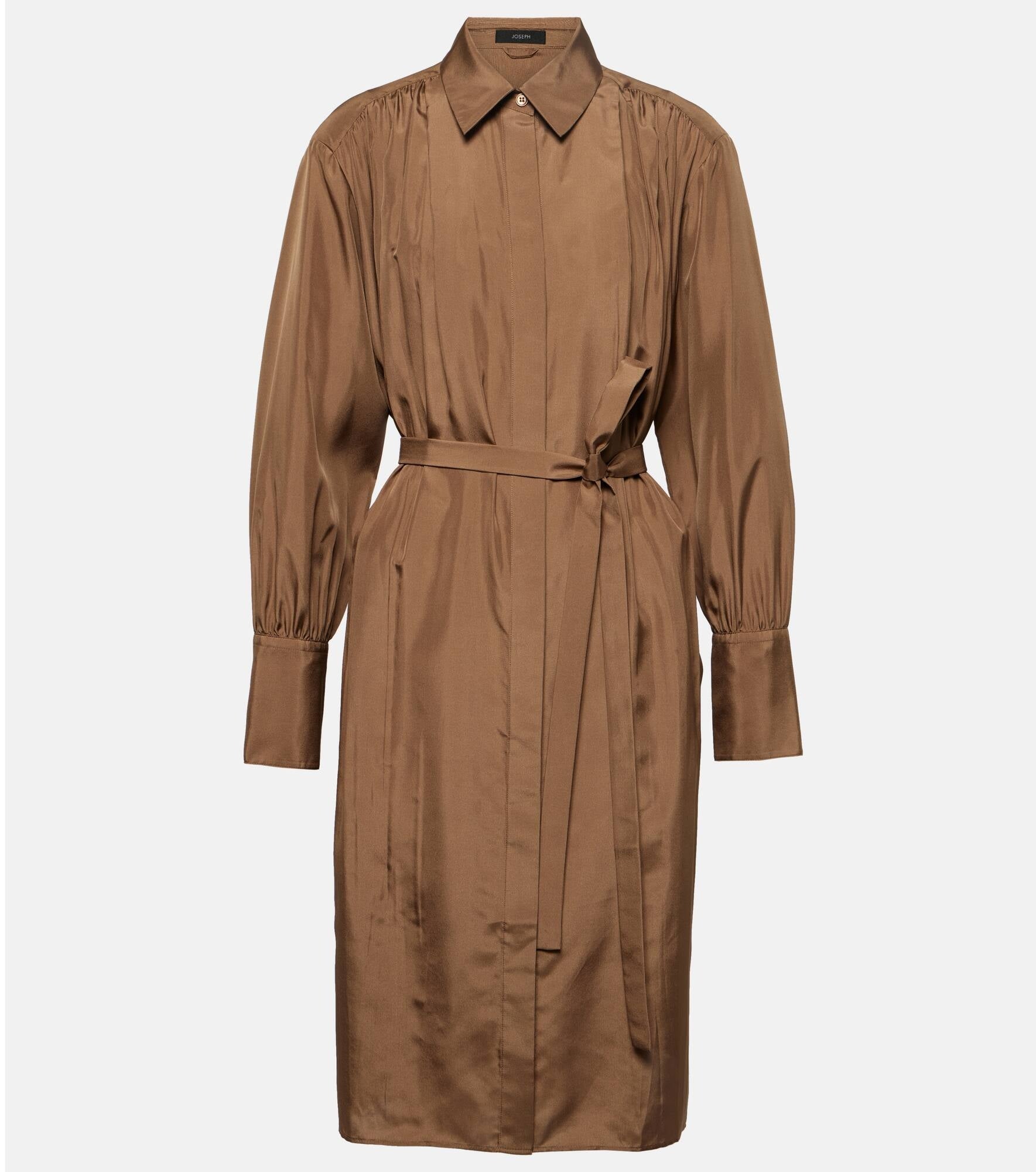 Brown dress with a belt on a white background