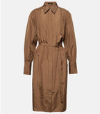 Brown dress with a belt on a white background