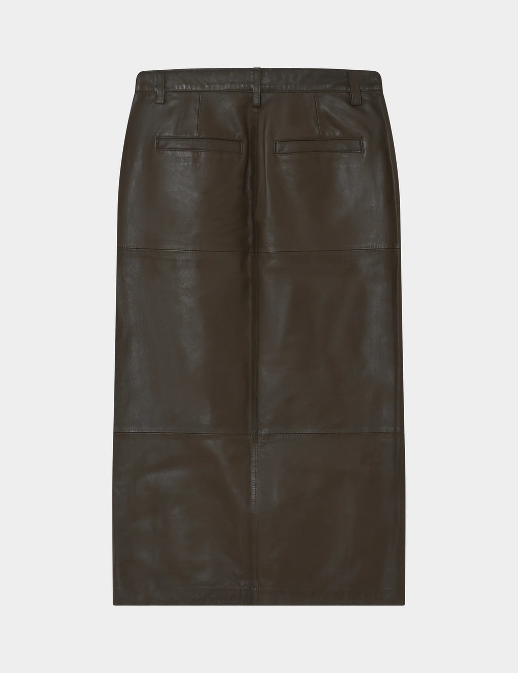 Brown leather skirt on a light gray background