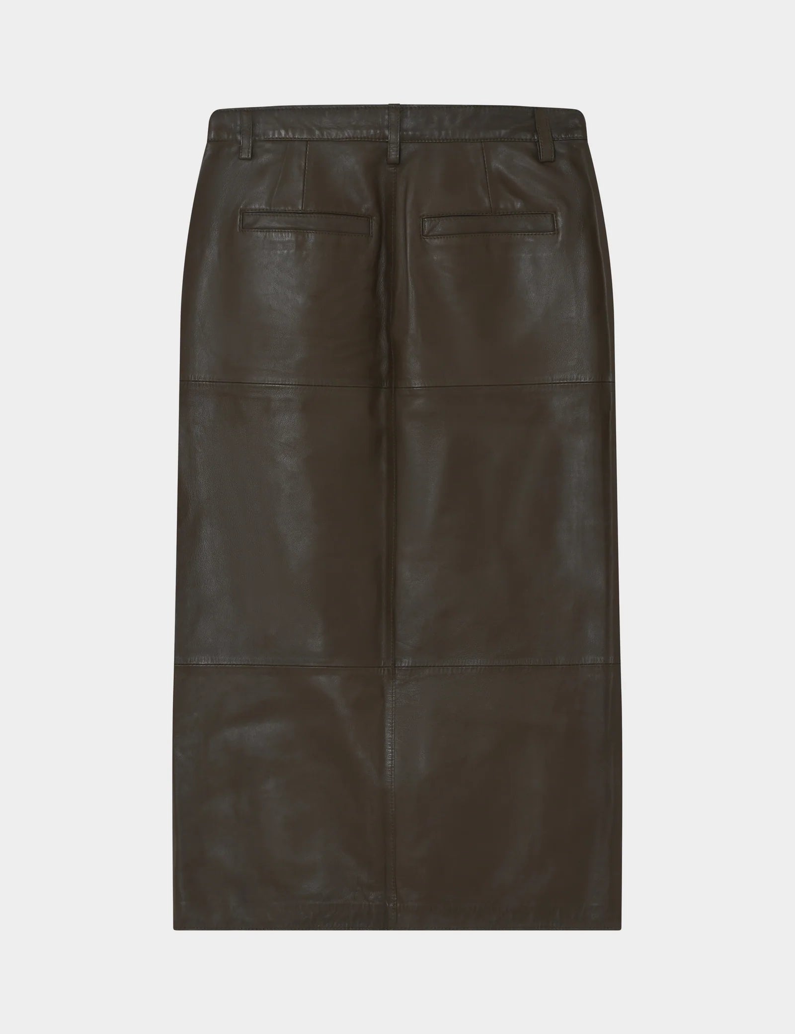 Brown leather skirt on a light gray background