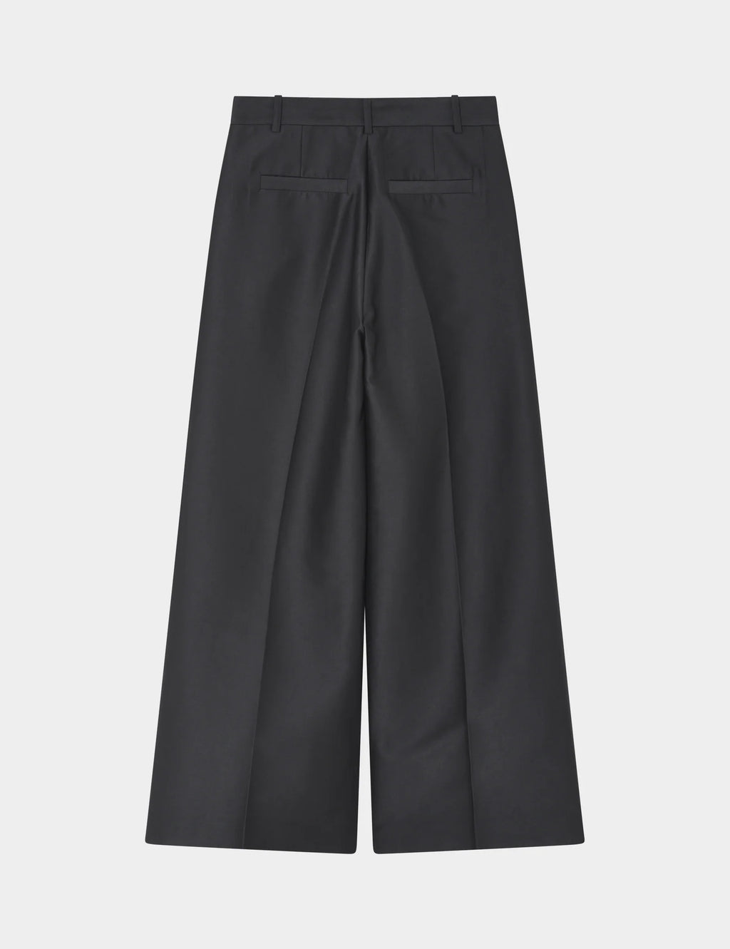 Black wide-leg pants on a light gray background