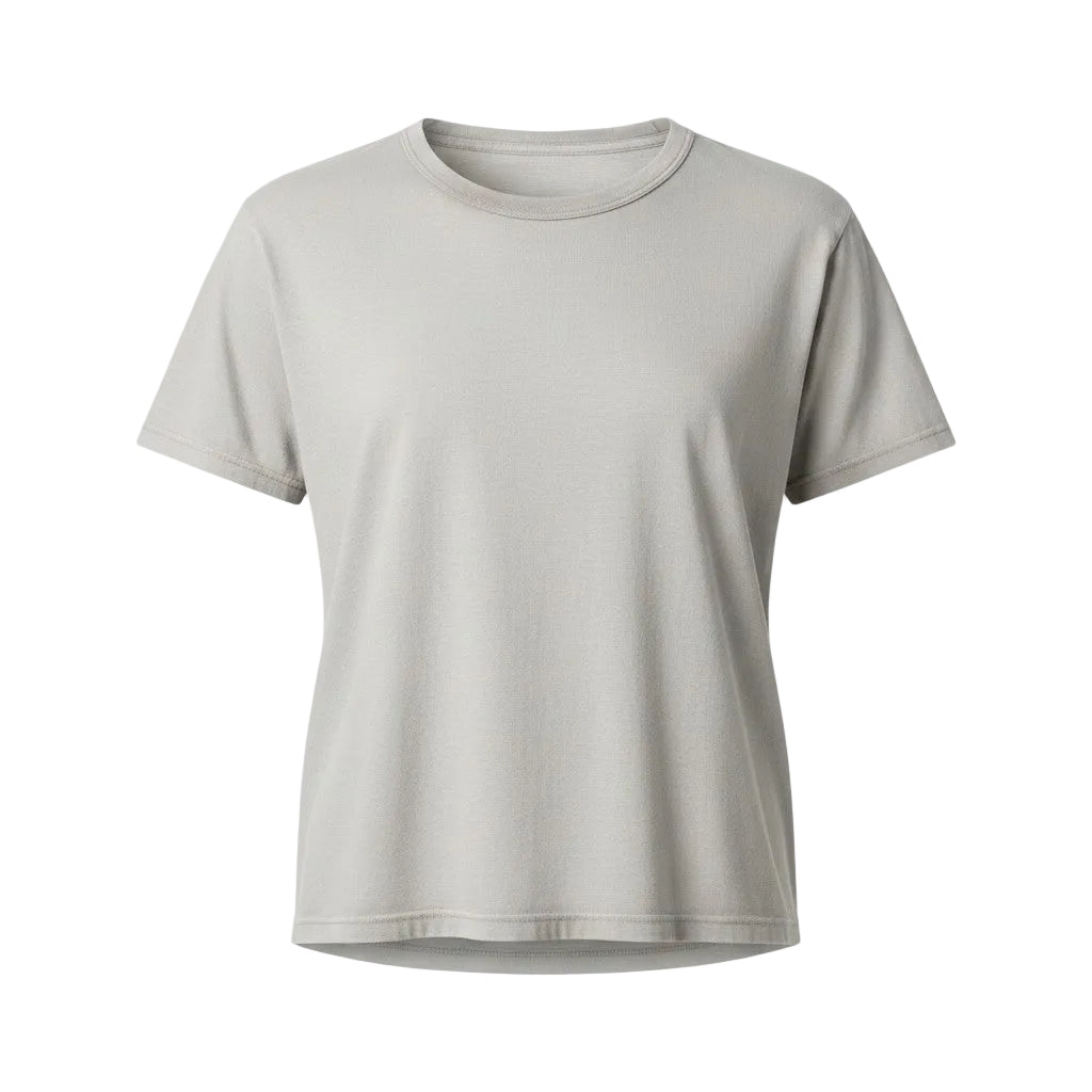 A light gray short-sleeve crewneck t-shirt displayed on a clean white background.