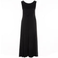 A black camisole dress with a floral design near the neckline, displayed on a white background.