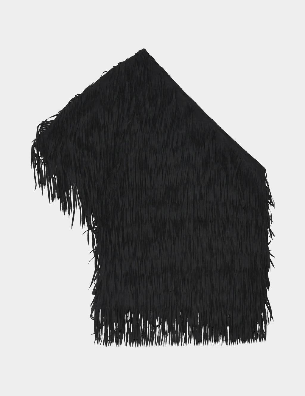Black shawl with fringe on a white background