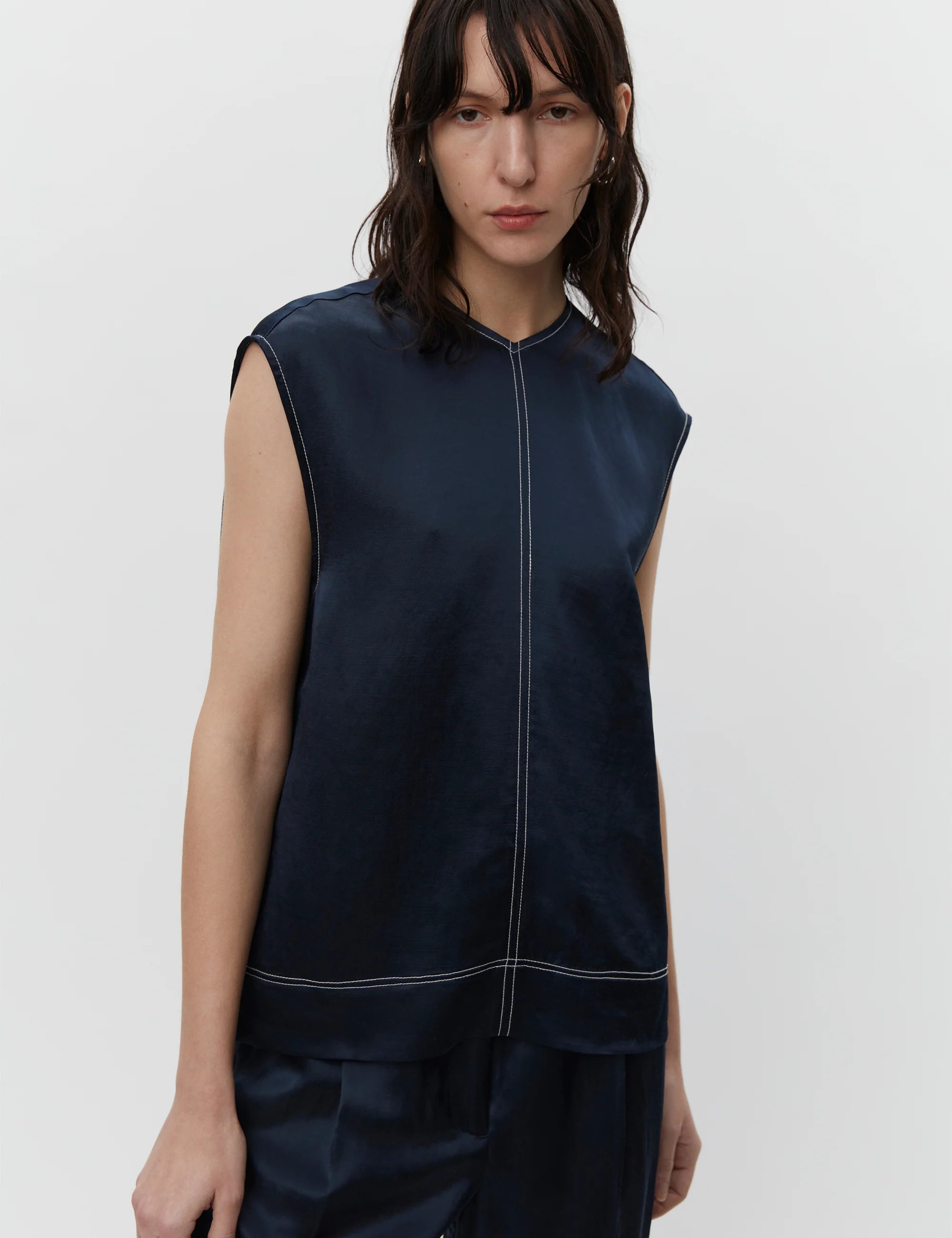 Billie Sleeveless Top in Dark Sapphire