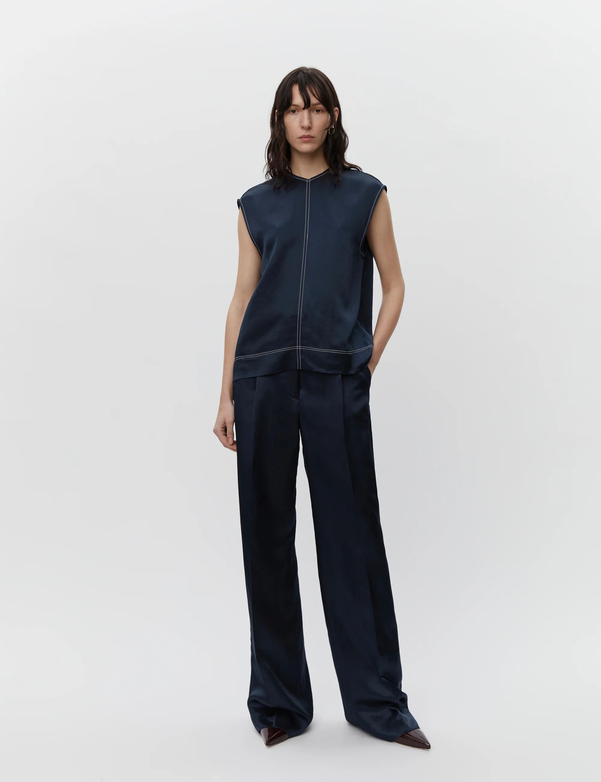 Billie Sleeveless Top in Dark Sapphire