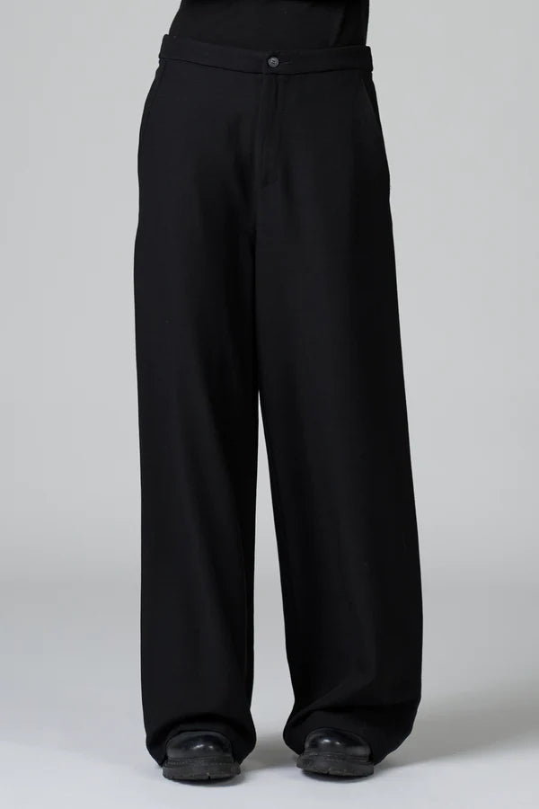 Black wide-leg pants on a white background