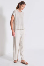 Volume boxed T-shirt in cotton and linen blend melange mesh