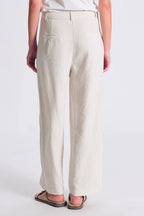 Wide leg trousers in linen and stretch viscose