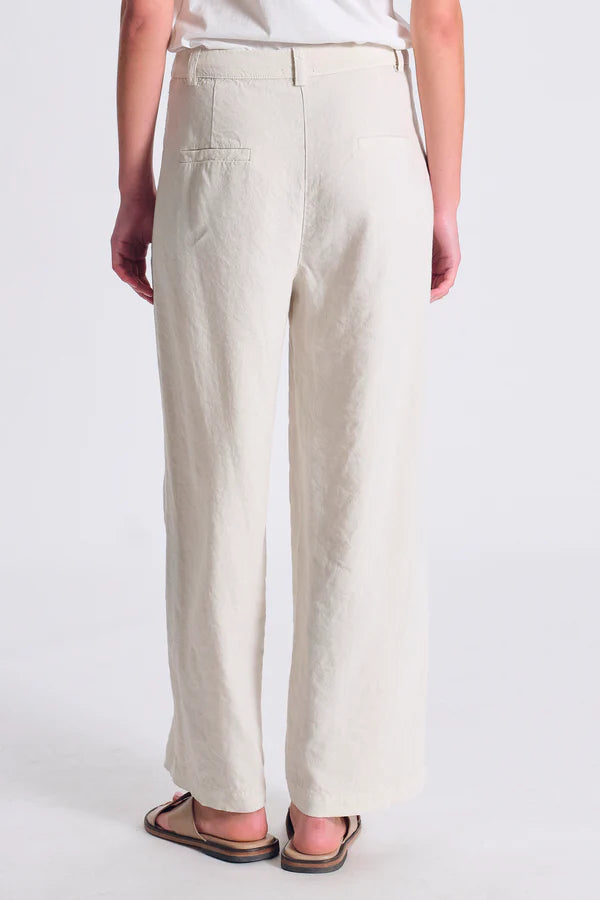 Wide leg trousers in linen and stretch viscose