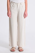Wide leg trousers in linen and stretch viscose