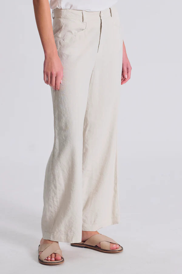 Wide leg trousers in linen and stretch viscose