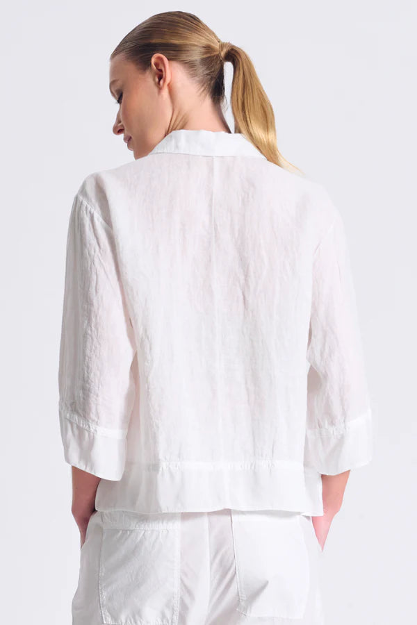 3/4 sleeve linen jacket with viscose georgette inserts