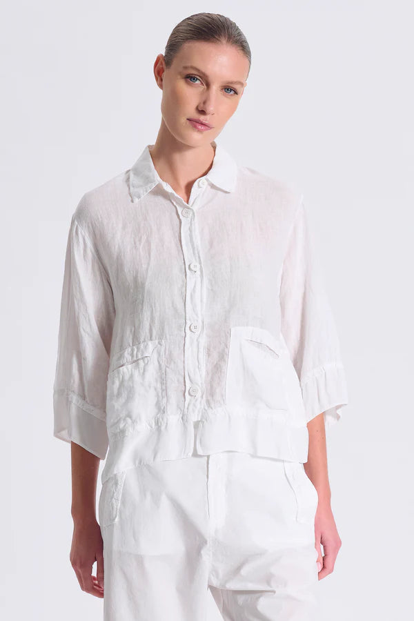 3/4 sleeve linen jacket with viscose georgette inserts
