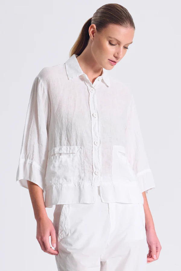 3/4 sleeve linen jacket with viscose georgette inserts
