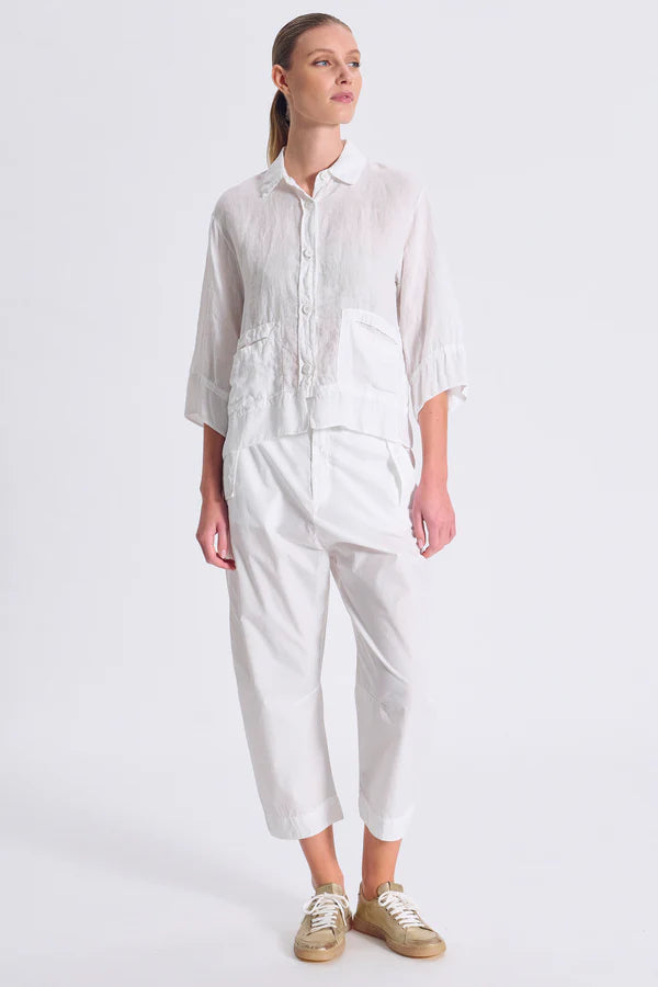 3/4 sleeve linen jacket with viscose georgette inserts