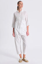 3/4 sleeve linen jacket with viscose georgette inserts