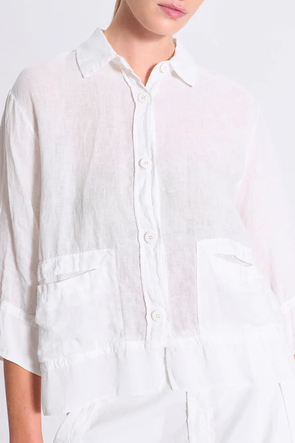 3/4 sleeve linen jacket with viscose georgette inserts