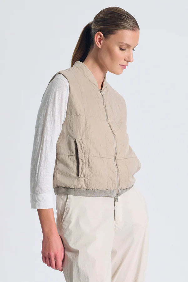 Gilet imbottito in misto seta regular fit