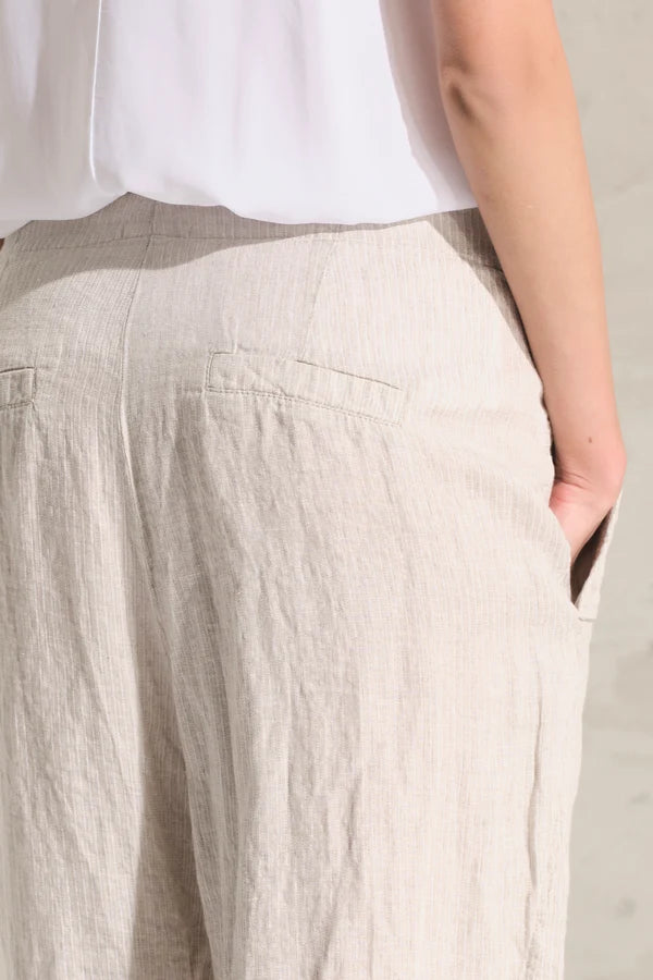 Comfort fit trousers in linen and striped cupro