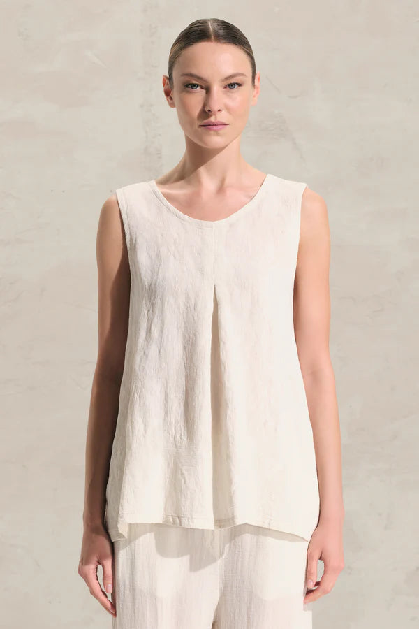 Linen blend flared Tank Top