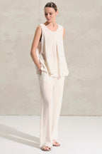 Linen blend flared Tank Top