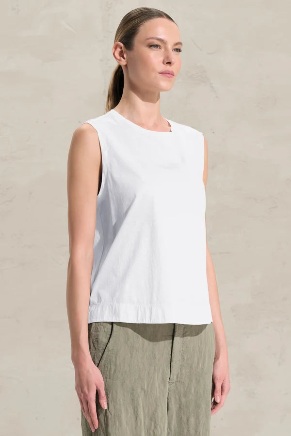 Wide-shoulder tank top mercerized cotton
