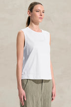 Wide-shoulder tank top mercerized cotton