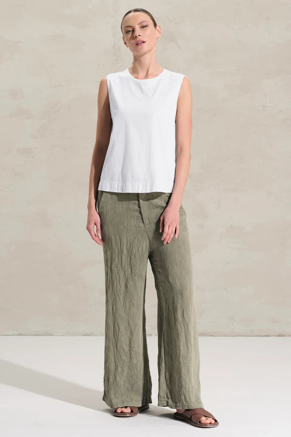 Wide-shoulder tank top mercerized cotton