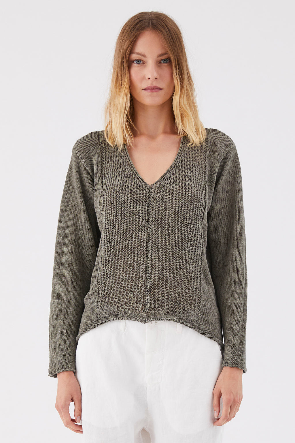 Transit - Maglia V neck Jumper in Grey