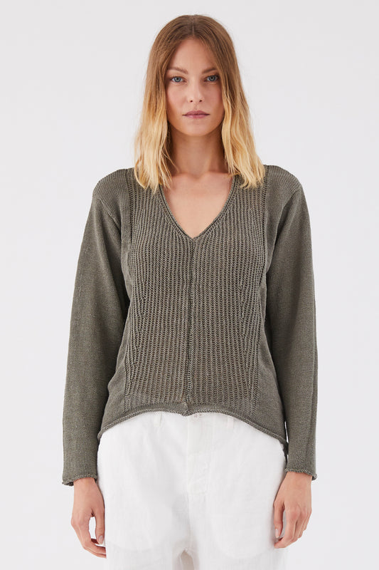 Transit - Maglia V neck Jumper in Grey