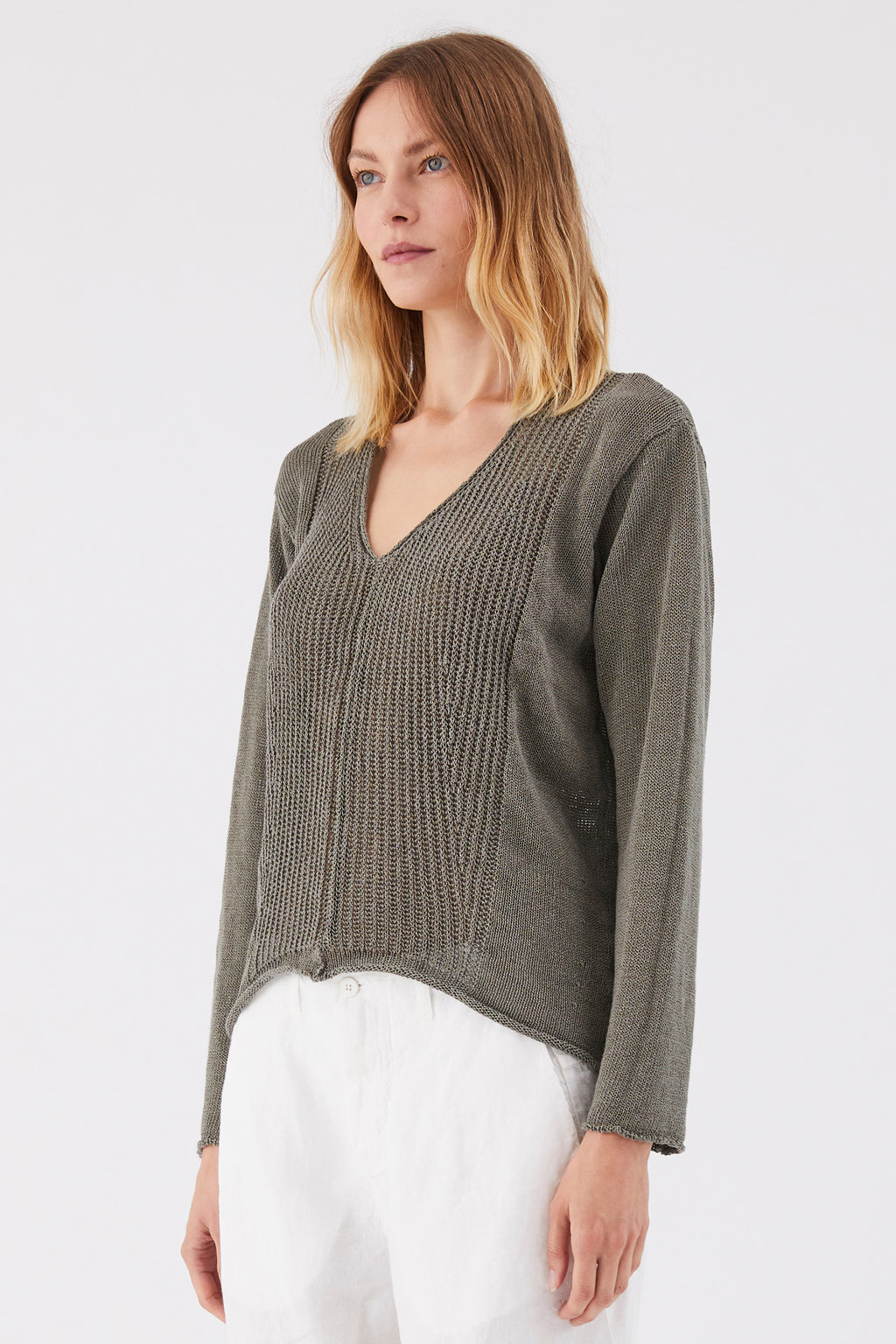 Transit - Maglia V neck Jumper in Grey