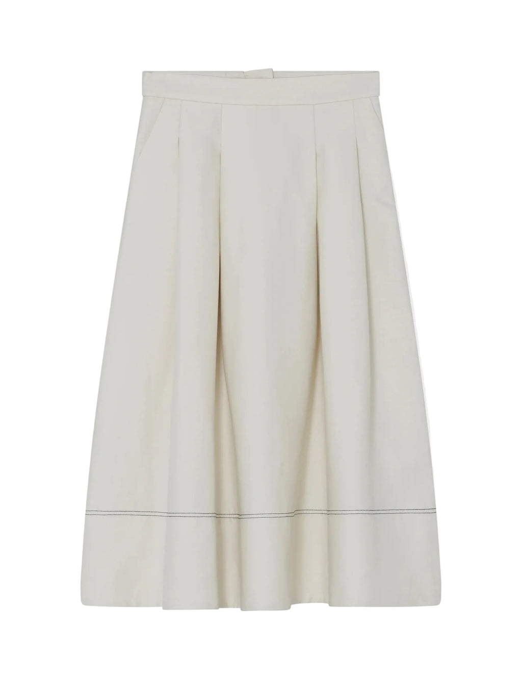 White skirt with a subtle pattern on a light gray background