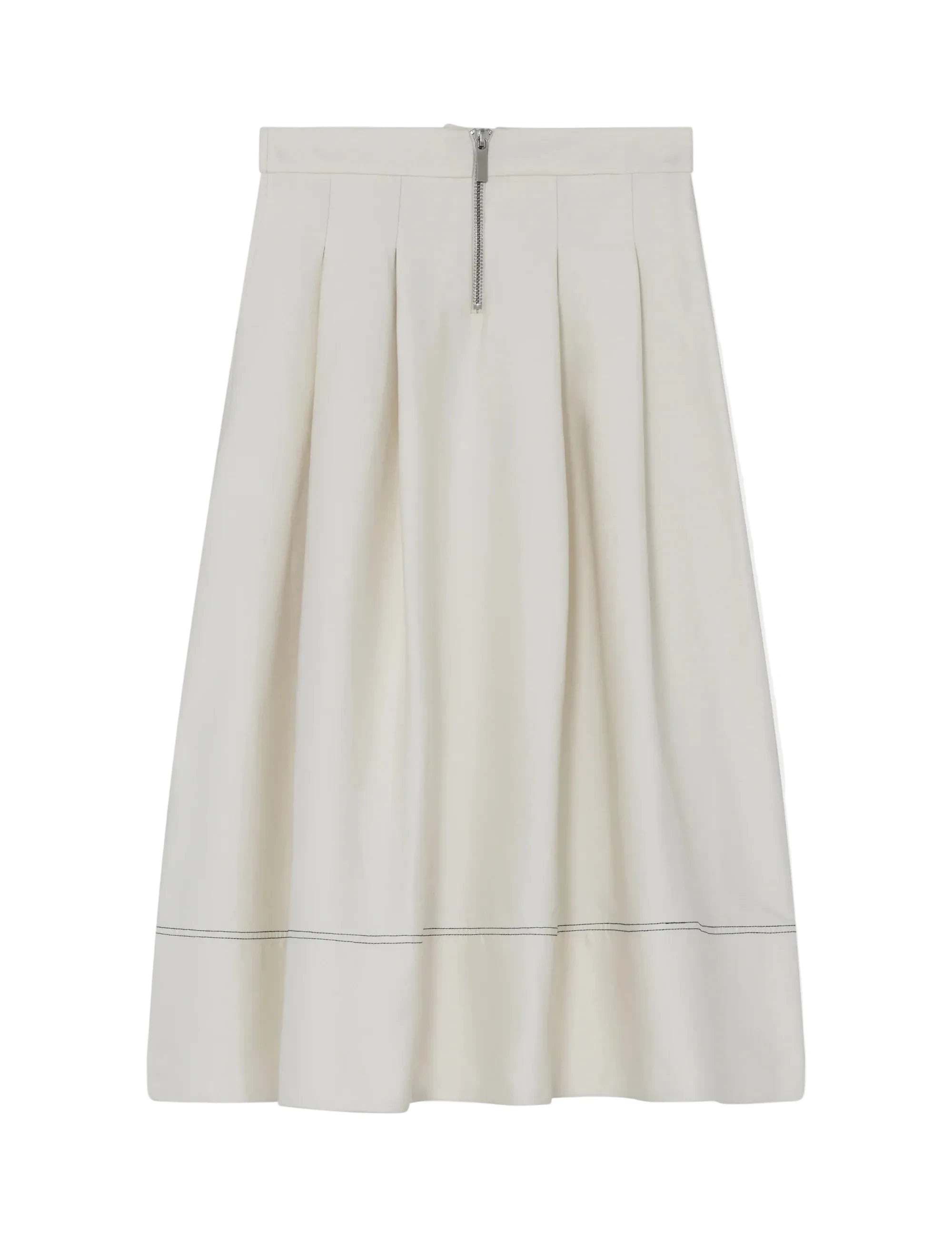 White skirt with a subtle pattern on a light gray background