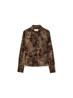 Long-sleeve shirt with a pattern on a white background.cornelia blouse ba&sh kahki green