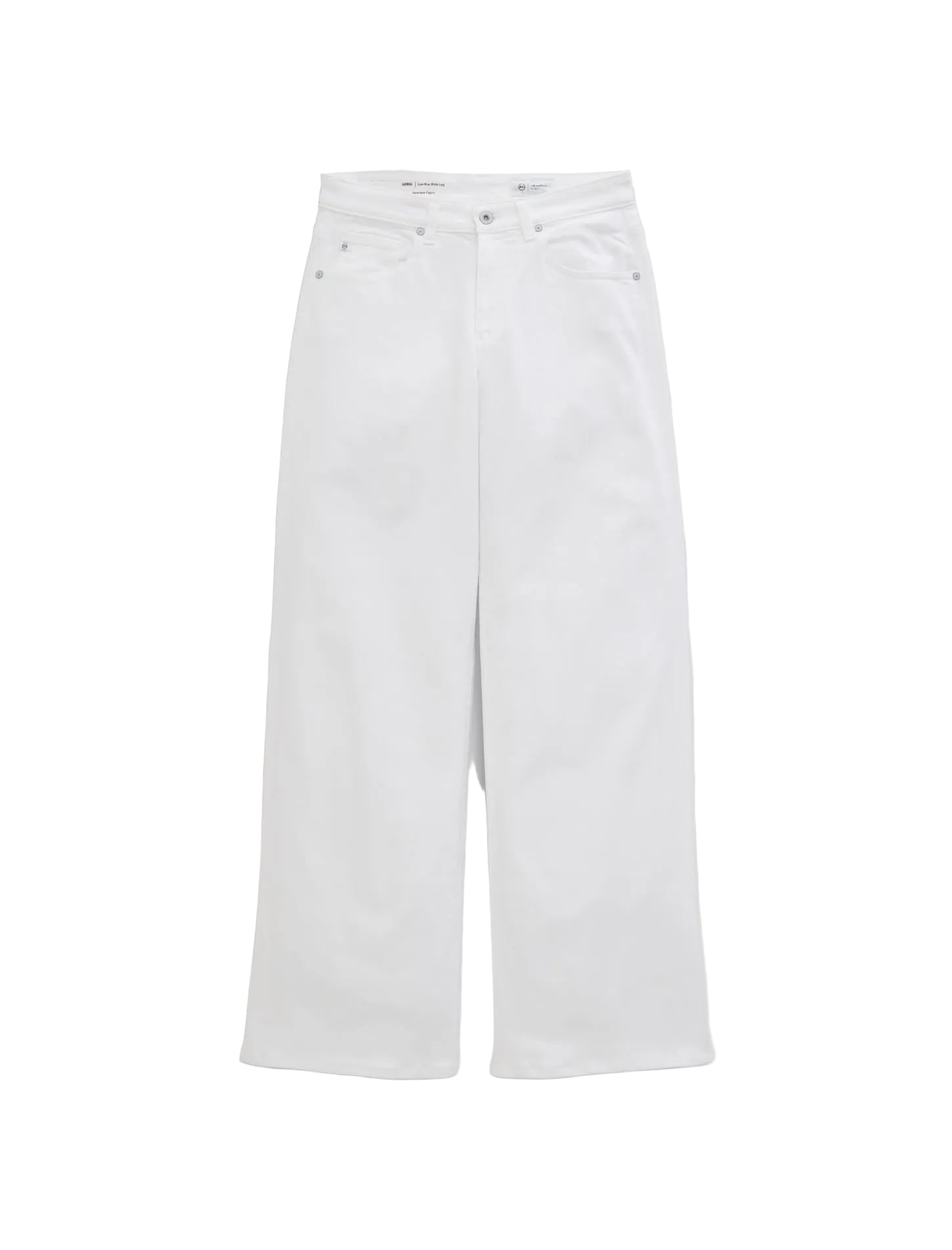 White wide-leg cropped jeans with a straight, relaxed fit, shown flat against a light gray background.