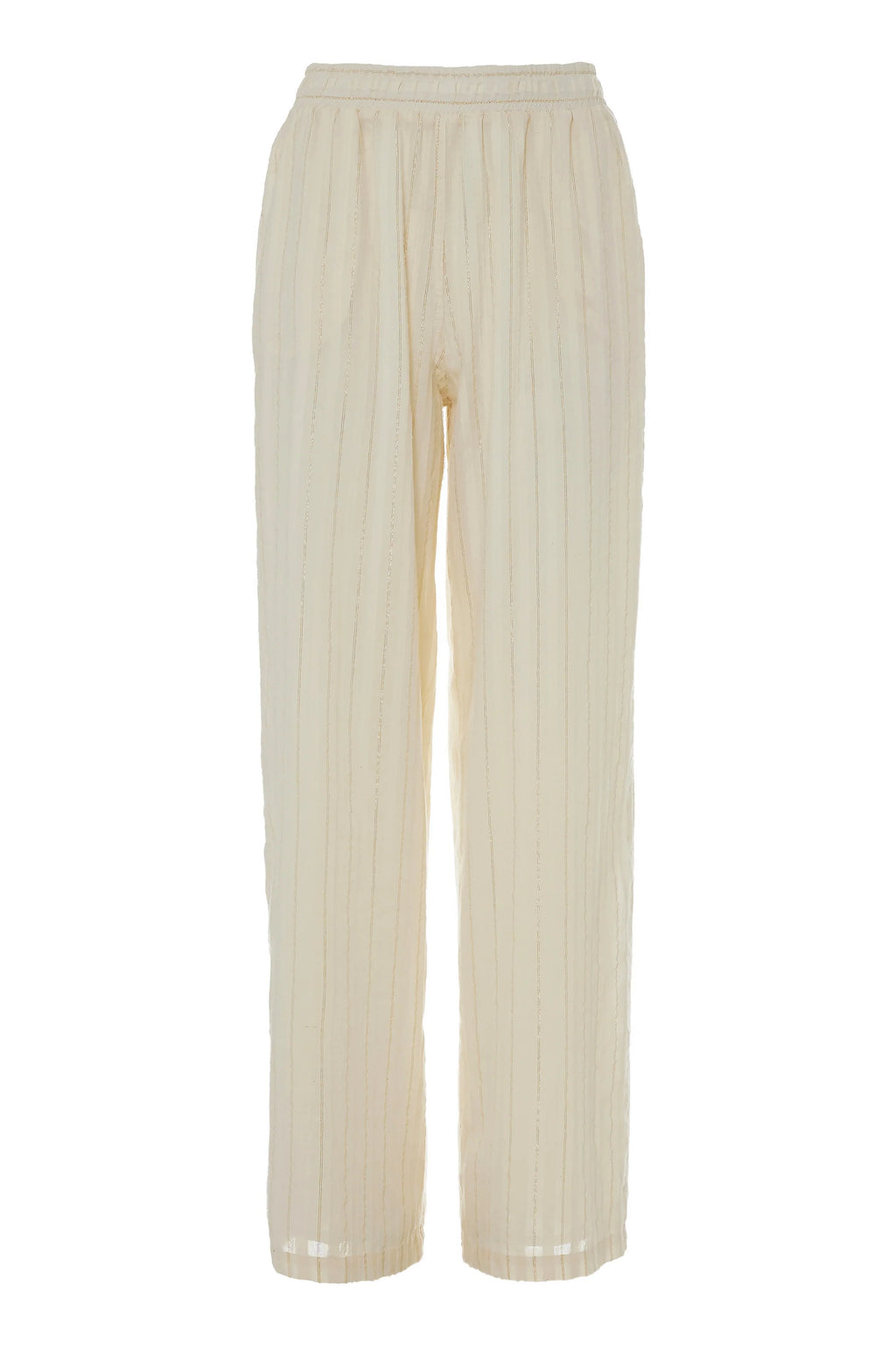 Beige ribbed pants on a white background